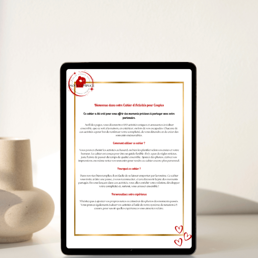 Aperçu des pages du cahier d’activités de couple en format PDF