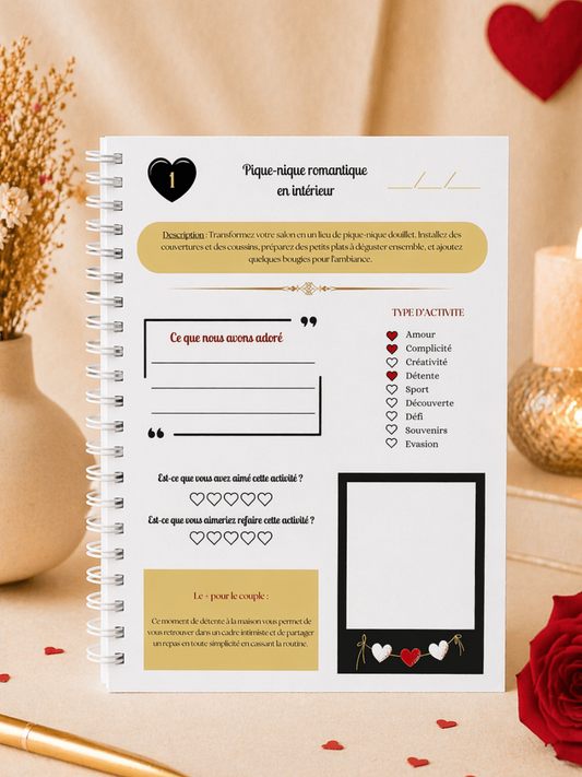 Cahier d’activités de couple en version papier prêt à être utilisé
