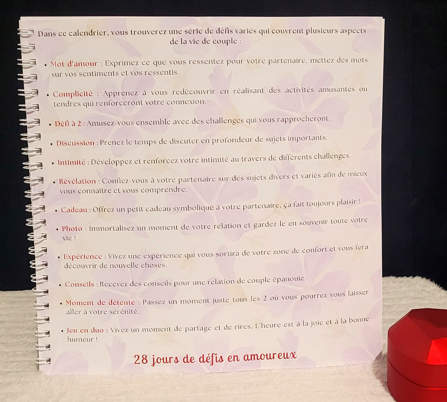 28 Défis Amoureux Février – Calendrier Papier Personnalisable
