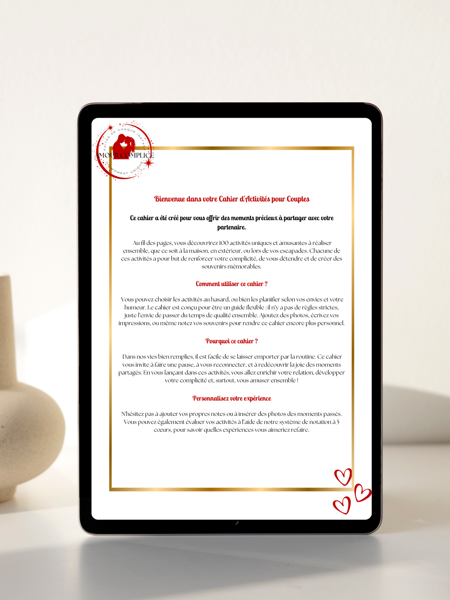 100 Activités de Couple – Cahier Digital Personnalisable