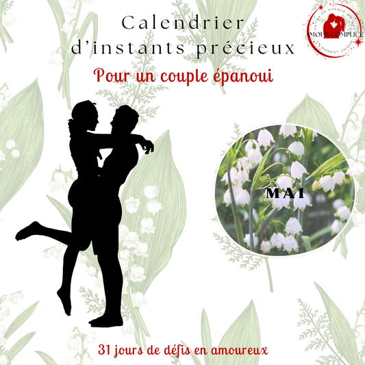 Calendrier couple Mai – 31 défis amoureux à faire en duo | PDF personnalisable et imprimable | Activités romantiques pour couple
