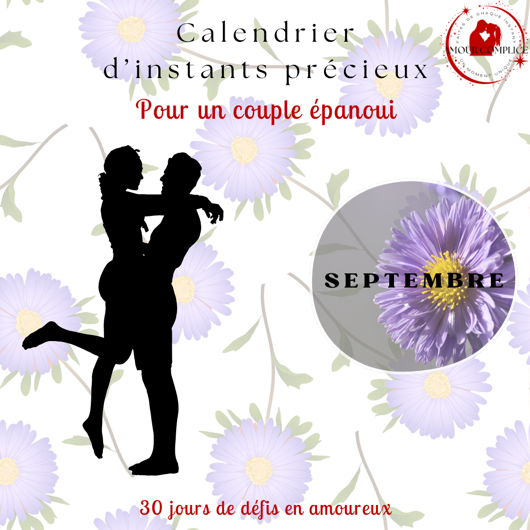 Calendrier couple Septembre – 30 défis amoureux à faire en duo | PDF personnalisable et imprimable | Activités romantiques pour couple