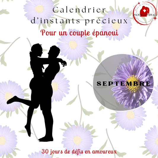 Calendrier couple Septembre – 30 défis amoureux à faire en duo | PDF personnalisable et imprimable | Activités romantiques pour couple