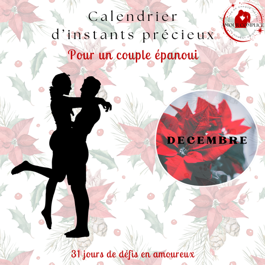 Calendrier couple Décembre – 31 défis amoureux à faire en duo | PDF personnalisable et imprimable | Activités romantiques pour couple