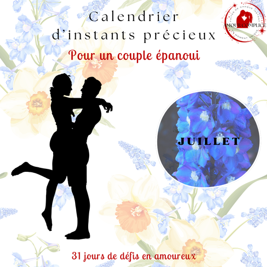 Calendrier couple Juillet – 31 défis amoureux à faire en duo | PDF personnalisable et imprimable | Activités romantiques pour couple
