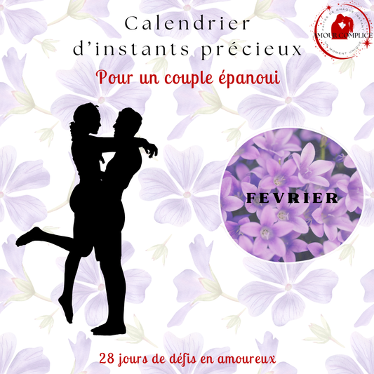 Calendrier couple Février – 28 défis amoureux à faire en duo | PDF personnalisable et imprimable | Activités romantiques pour couple