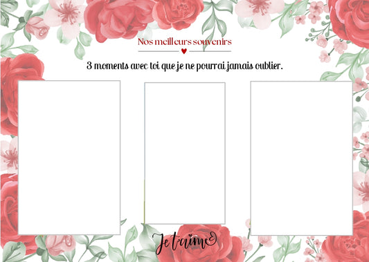 Carte d’amour couple – Nos meilleurs souvenirs | PDF personnalisable et imprimable | Carte romantique à offrir avec message d’amour