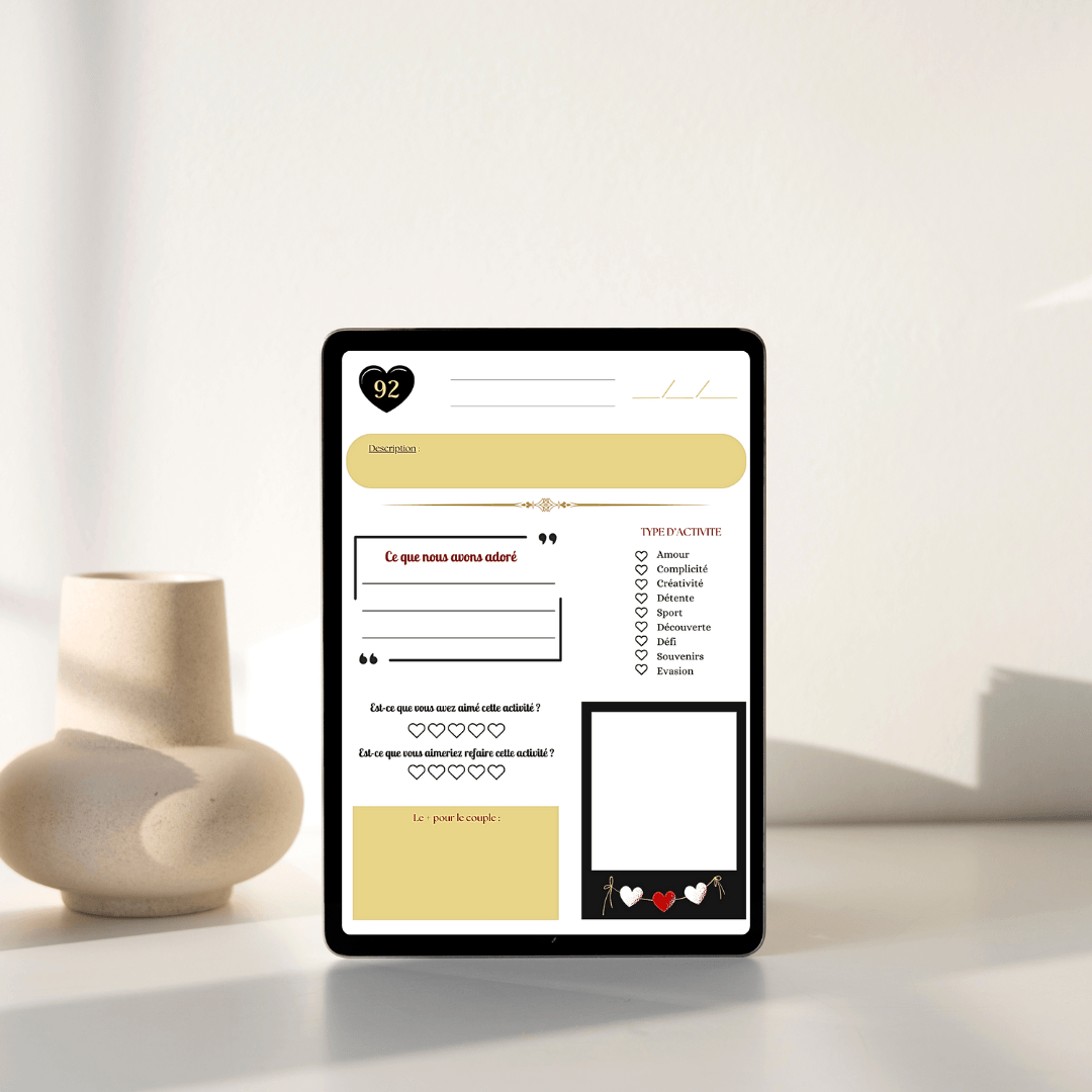 Exemple de jeu et activité de couple proposé dans le cahier PDF