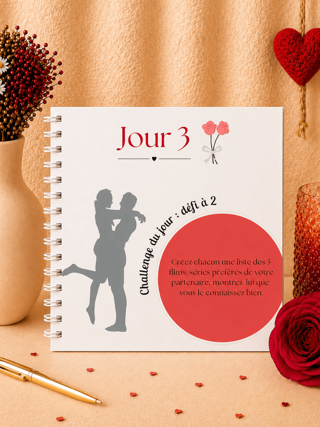 calendrier papier avec activités de couple août