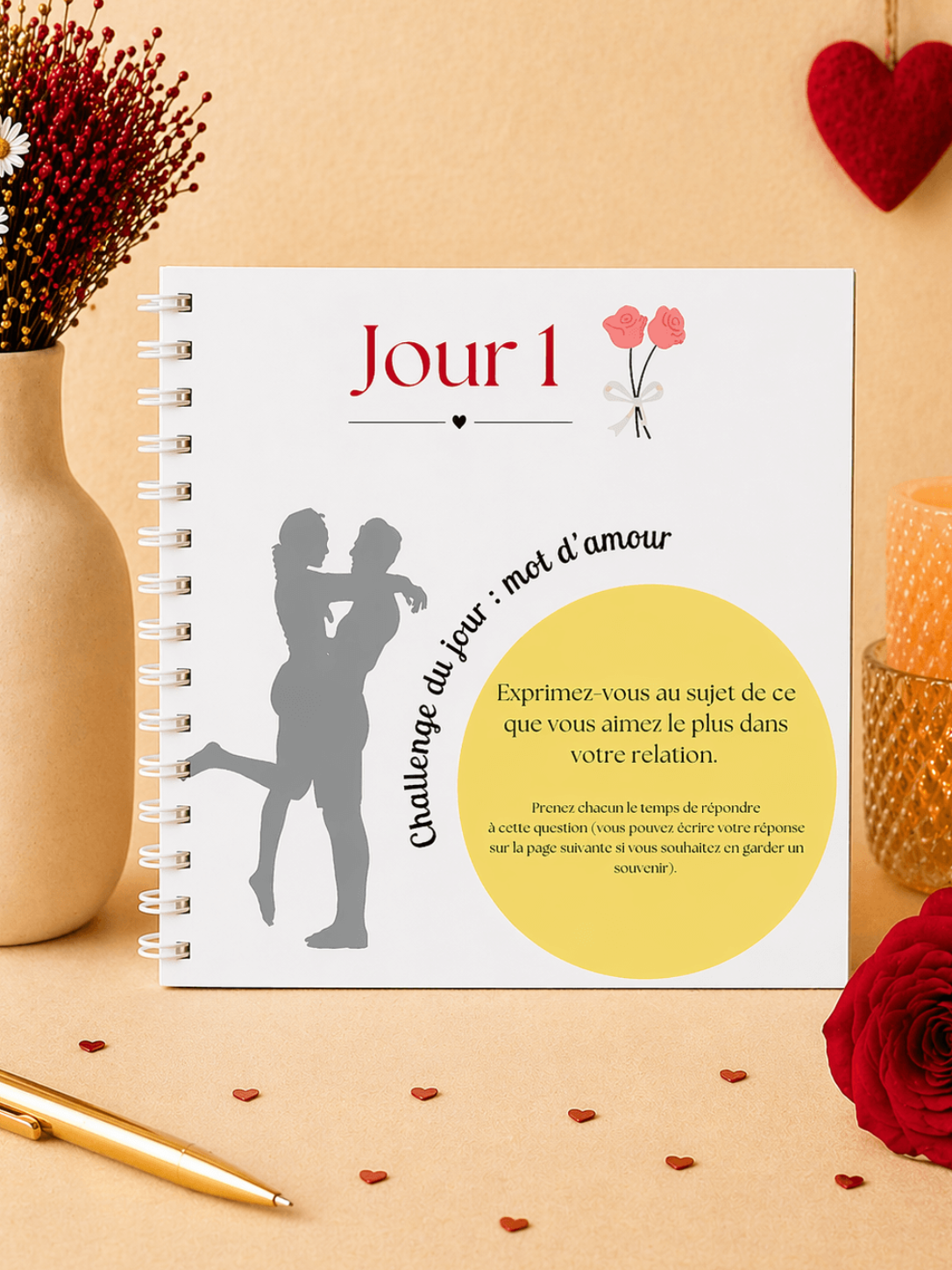 calendrier papier avec activités de couple mars