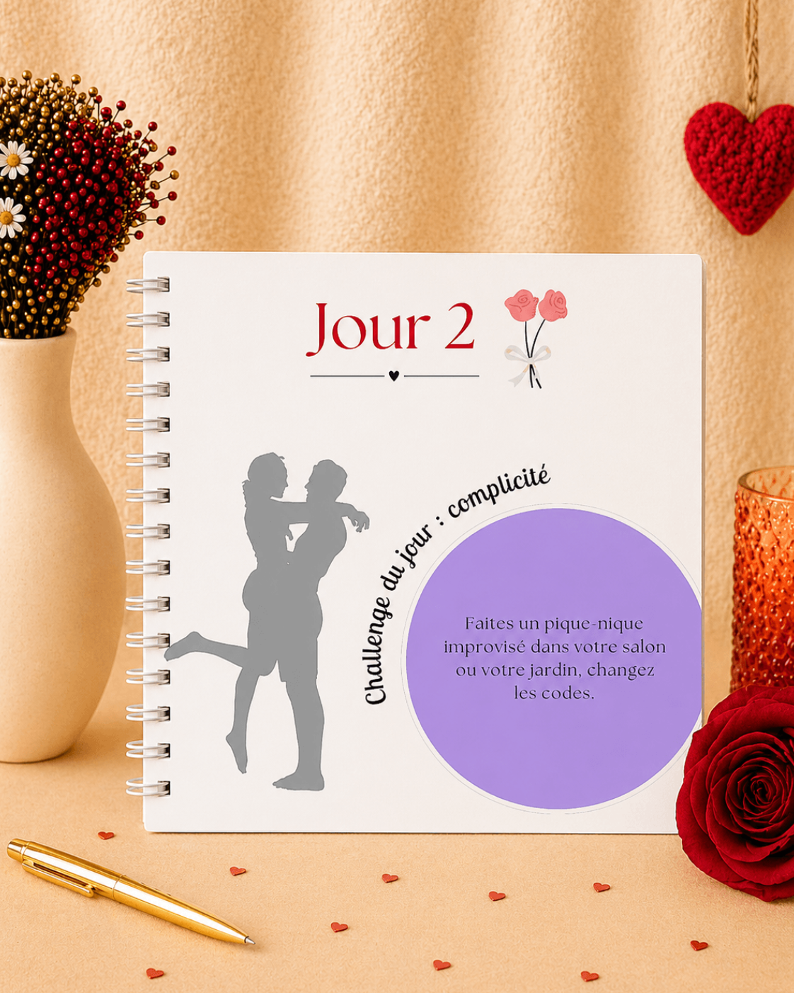 calendrier papier avec activités de couple setembre