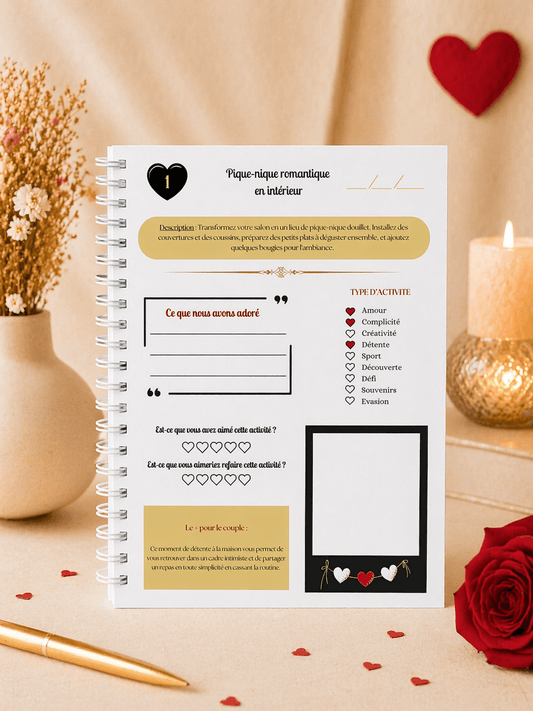 Cahier d’activités de couple en version papier prêt à être utilisé