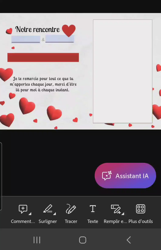 Carte d’amour couple – Notre rencontre | PDF personnalisable et imprimable | Carte romantique à offrir avec message d’amour