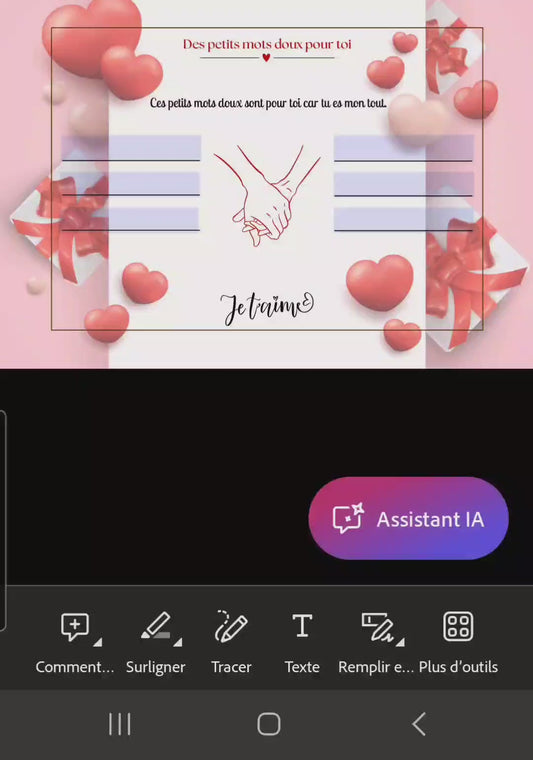 Carte d’amour couple – Des petits mots doux pour toi | PDF personnalisable et imprimable | Carte romantique à offrir avec message d’amour