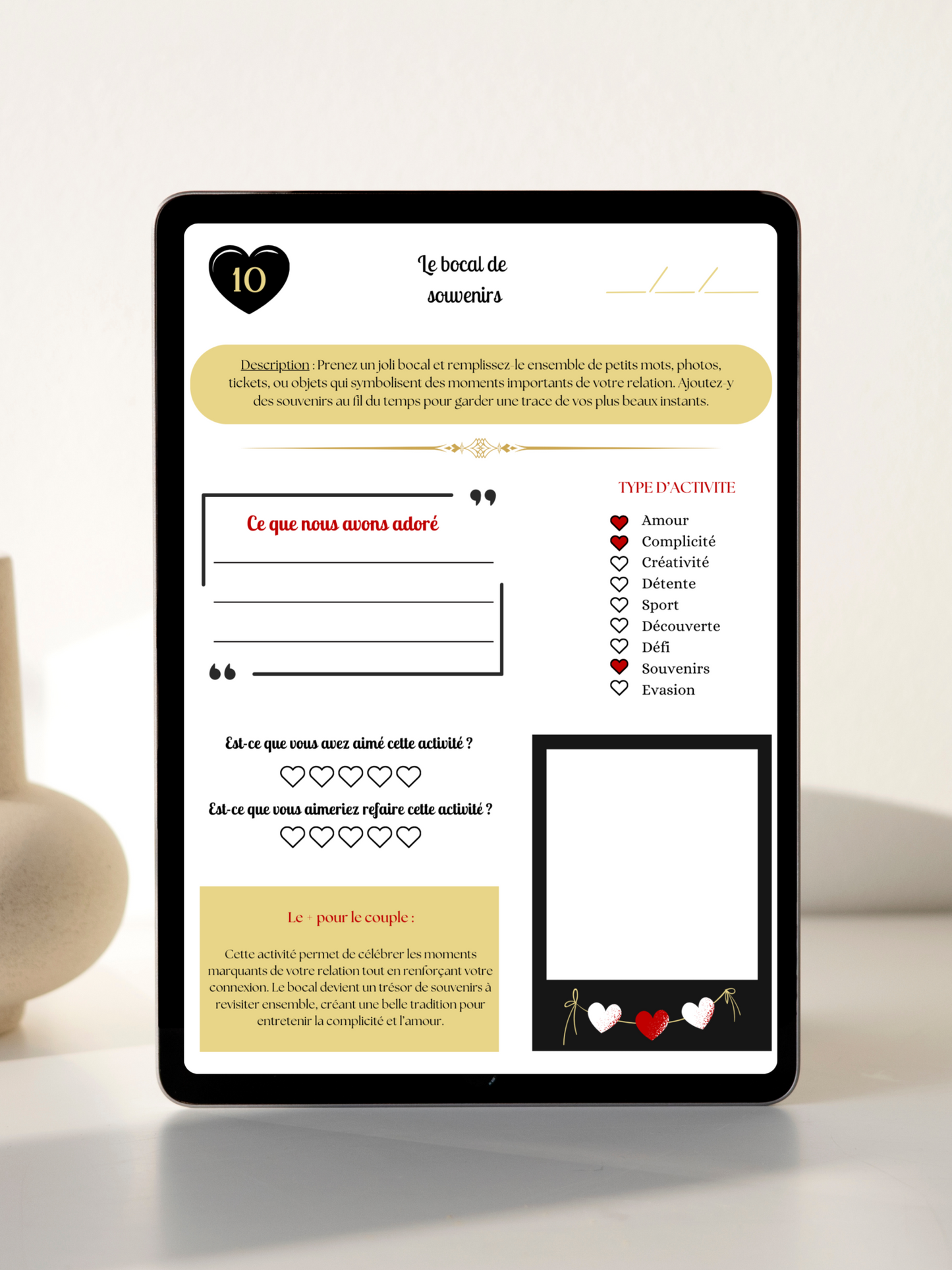 100 Activités de Couple – Cahier Digital Personnalisable