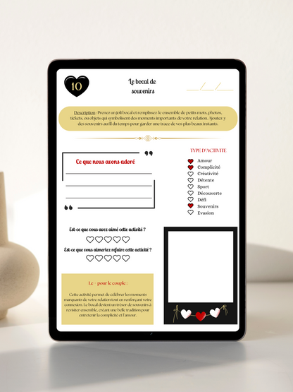 100 Activités de Couple – Cahier Digital Personnalisable