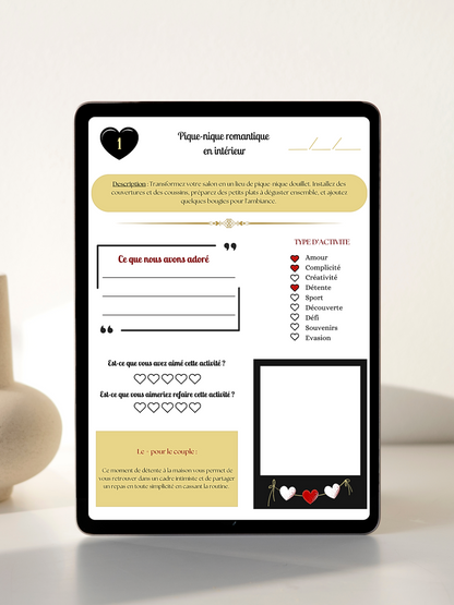 100 Activités de Couple – Cahier Digital Personnalisable