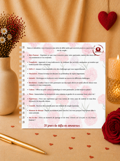 31 Défis Amoureux Janvier – Calendrier Papier Personnalisable